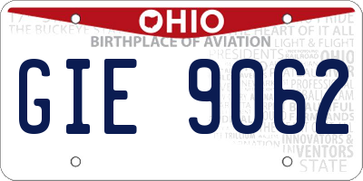 OH license plate GIE9062