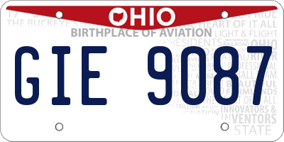 OH license plate GIE9087