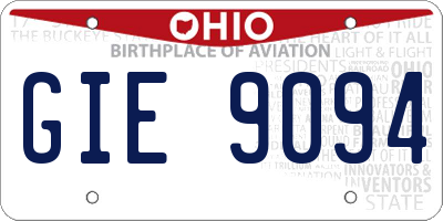 OH license plate GIE9094