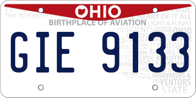 OH license plate GIE9133