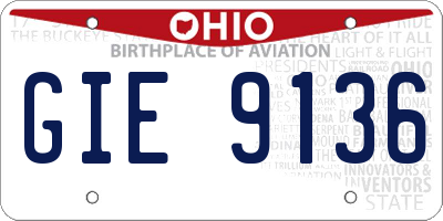 OH license plate GIE9136