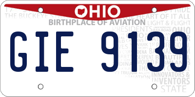 OH license plate GIE9139