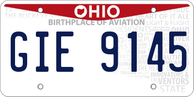 OH license plate GIE9145