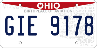 OH license plate GIE9178