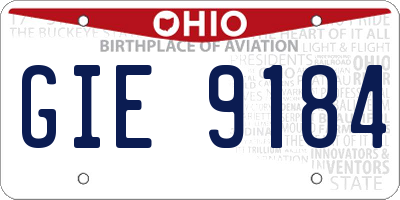 OH license plate GIE9184