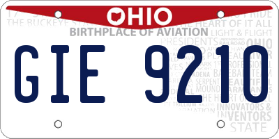 OH license plate GIE9210