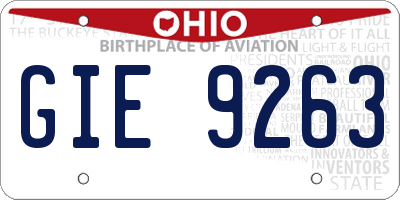 OH license plate GIE9263
