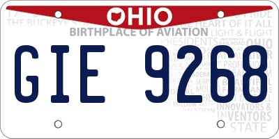 OH license plate GIE9268