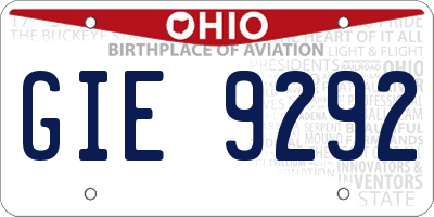 OH license plate GIE9292