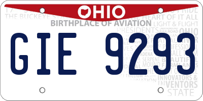 OH license plate GIE9293