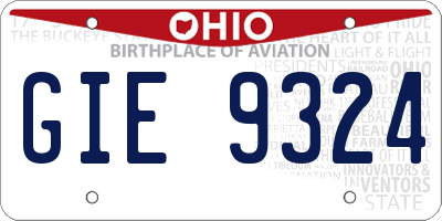 OH license plate GIE9324