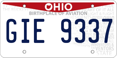OH license plate GIE9337