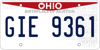 OH license plate GIE9361