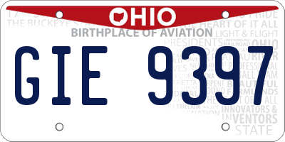 OH license plate GIE9397