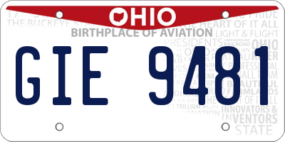 OH license plate GIE9481