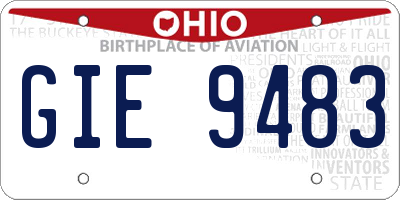 OH license plate GIE9483