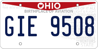 OH license plate GIE9508