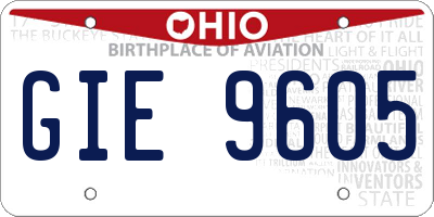 OH license plate GIE9605