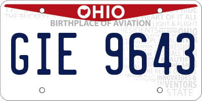 OH license plate GIE9643