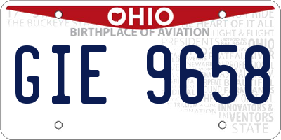 OH license plate GIE9658