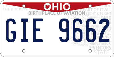 OH license plate GIE9662