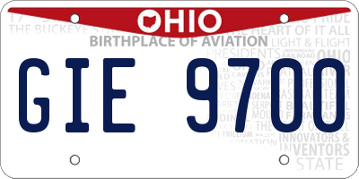OH license plate GIE9700