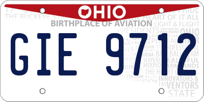 OH license plate GIE9712