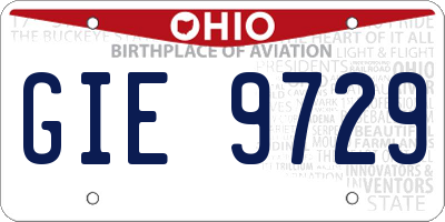 OH license plate GIE9729