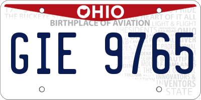 OH license plate GIE9765