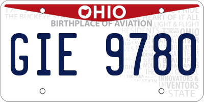 OH license plate GIE9780