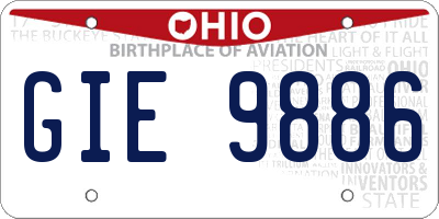 OH license plate GIE9886