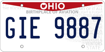 OH license plate GIE9887