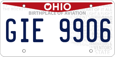 OH license plate GIE9906