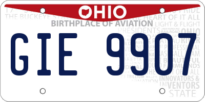OH license plate GIE9907