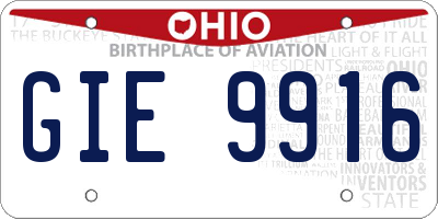OH license plate GIE9916