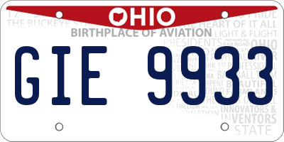 OH license plate GIE9933