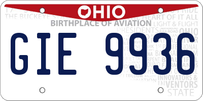 OH license plate GIE9936