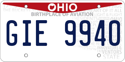 OH license plate GIE9940