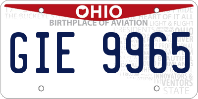 OH license plate GIE9965