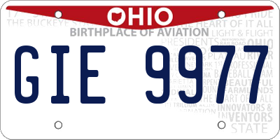 OH license plate GIE9977