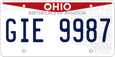OH license plate GIE9987