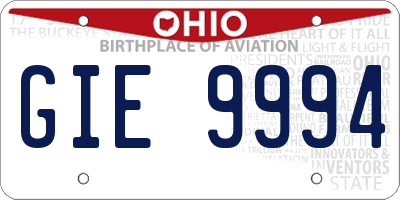 OH license plate GIE9994