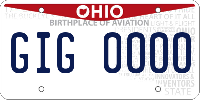 OH license plate GIG0000