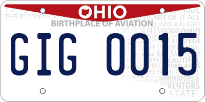 OH license plate GIG0015