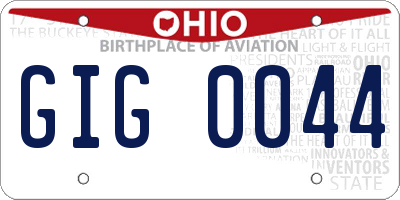 OH license plate GIG0044