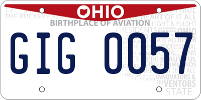 OH license plate GIG0057
