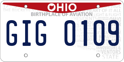 OH license plate GIG0109