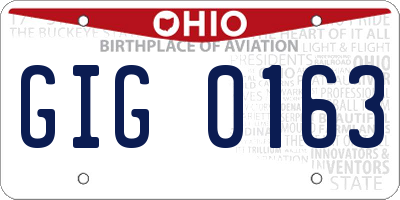 OH license plate GIG0163