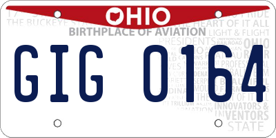 OH license plate GIG0164