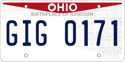 OH license plate GIG0171